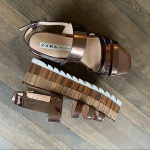 Zara Metallic Platform Sandals